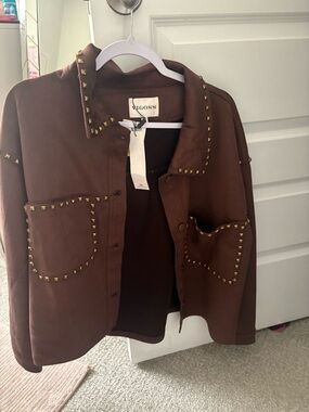 Brown Stud-Trim Jacket